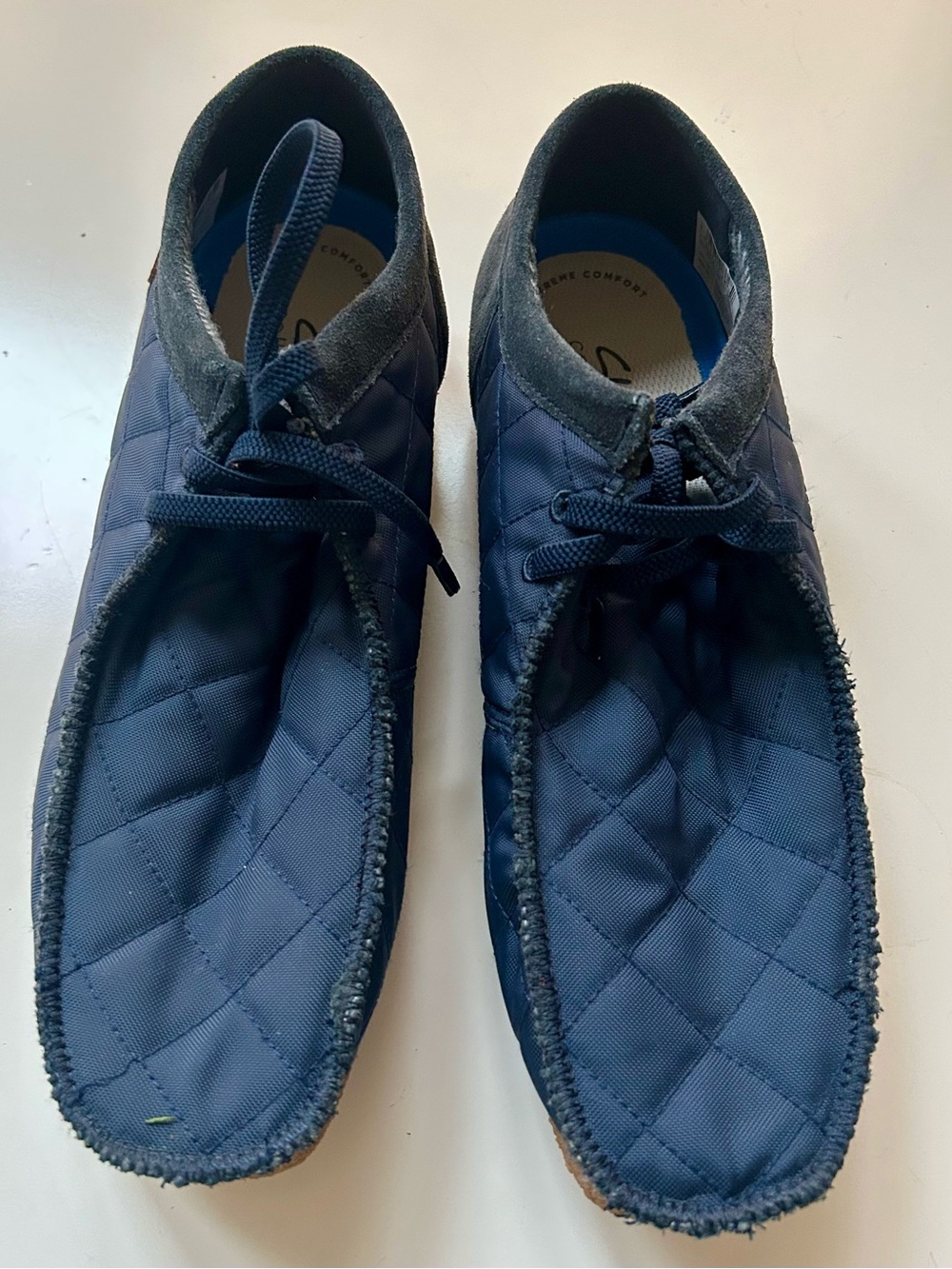 (NWOT) Clarks Men's Shacre II Step Navy Textile Casual Comfort Moccasin (10.5M)